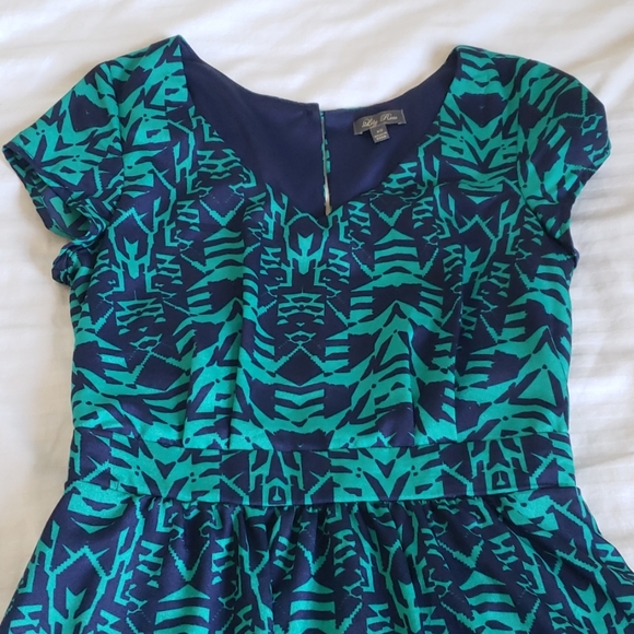 2/$15‼👗 Navy Blue & Teal Tribal Print Dress - Picture 2 of 7
